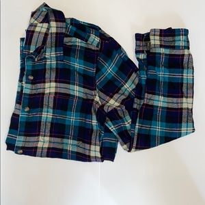Teal and navy flannel shirt